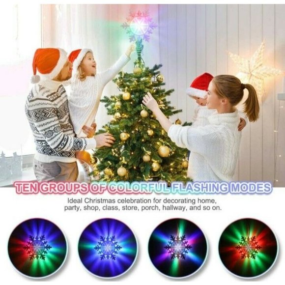 Christmas Tree Topper Lighted Snowflake Tree Topper with Colorful Changing LED - Picture 2 of 5